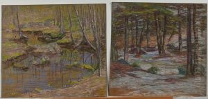 Two Landscapes Withtrees by Charles Salis Kaelin