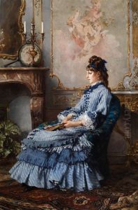 Junge Dame Am Kamin by Frederick Hendrik Kaemmerer