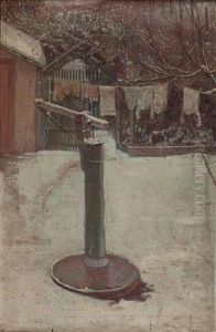 "winterlicher Hinterhof Mit Pumpe Und Aufgehangter Wasche" "winterlicher Hinterhof Mit Pumpe Und Aufgehangter Wasche"