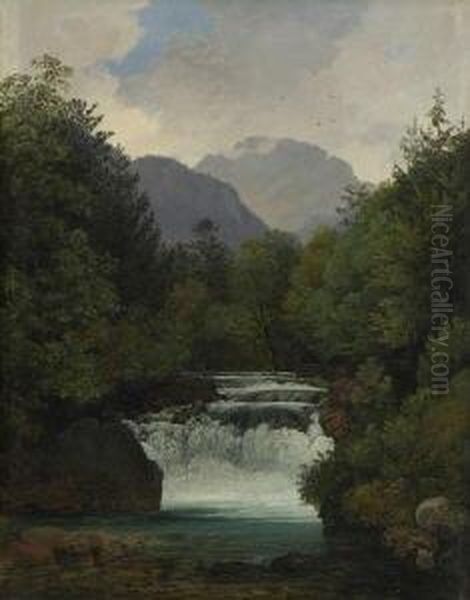 Gebirgstal Mit
Wasserfall. - view 1