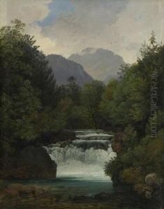 Gebirgstal Mit
Wasserfall. by Ernst Kaiser