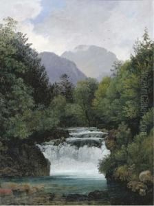 Isarwasserfalle Bei Mittenwald: A Waterfall by Ernst Kaiser