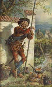 Landsknecht, An Eine Mauer Gelehnt, Sich Ein Essen Bereitend by Friedrich Kaiser