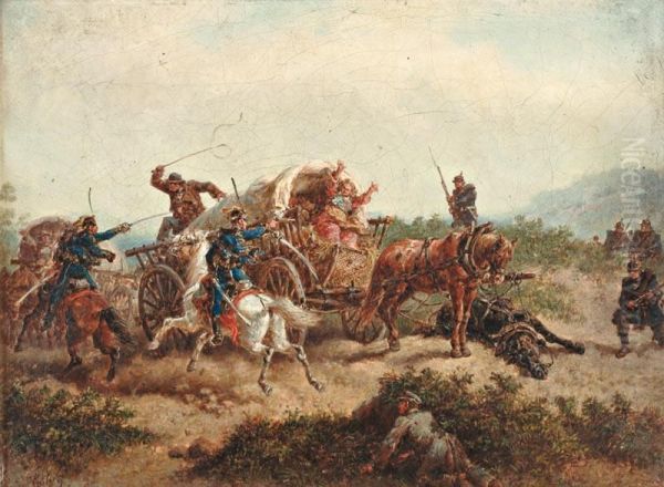 L'attaque Des Prussiers Et Des Hussards Hongrois Autour De La Charette De Foin - view 1