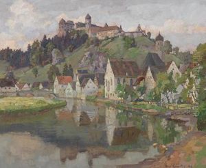 Blick Auf Harburg An Der Wornitz Mit Der Hochgelegenen Burg Der Fursten Zu Oettingen-wallerstein
