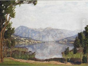 Blick Uber Den Worthersee Mit Hausergruppe Und Kirche Am Linken Ufer by Richard Kaiser
