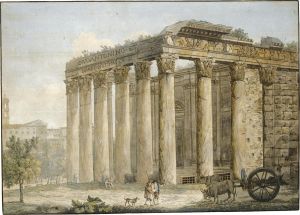 The Temple Of Antoninus And Faustina In The Roman Forum by Franz Keiserman