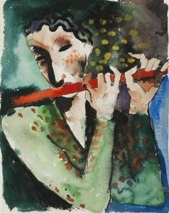 A Flautist by Frantisek Kalab