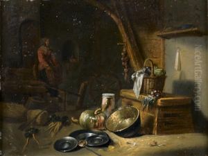 Femme Entrant Dans Un Interieur De Cuisine by Willem Kalf