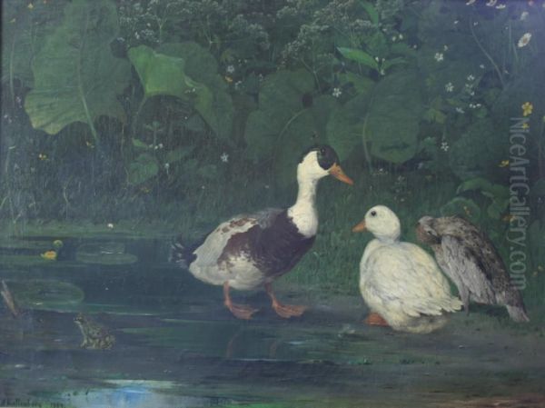 Ducks By A Pool Signed And Dated 1889 - view 1