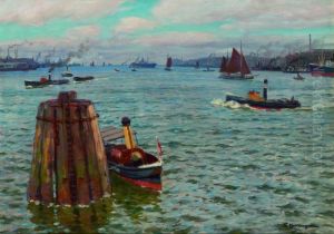 Im Hamburger Hafen by Friedrich Kallmorgen
