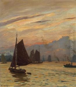 Fischkutter Auf Der Elbe by Friedrich Kallmorgen