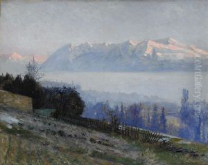 Vy Fran Lausanne Mot Mont Blanc by Gottfrid Kallstenius