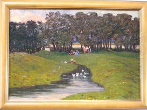 Wiesenlandschaft Mit Bachlauf Wiesenlandschaft Mit Bachlauf
