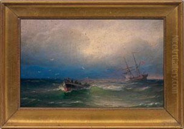 Zweimaster Und Ruderboot Auf Hoher See - view 1