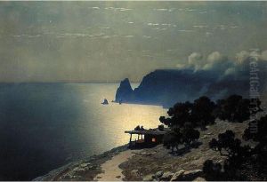 The Black Sea Coast By Moonlight by Grigory Odissevich Kalmykov