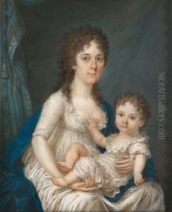 Bildnis Einer Jungen Mutter Mit Ihrem Kind Am Schos by Joseph Kaltner
