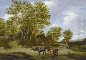 Landscape With Herdsmen And Cattle In The Foreground. by Godaert Kamper