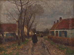 Herbstlicher Dorfweg by Eugen Kampf