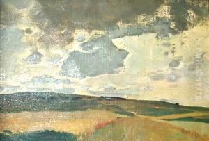 Landschaft Mit Wolkigem Himmel by Gustav Kampmann