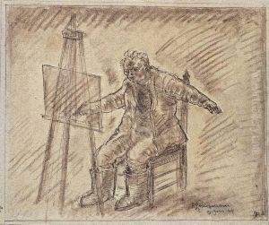 Selbstbildnis Mit Staffelei / Akt by Walter Kampmann