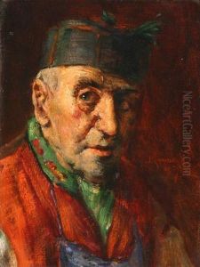 Portrait Of A Man Wearing A Cap by Ludwig Kandler