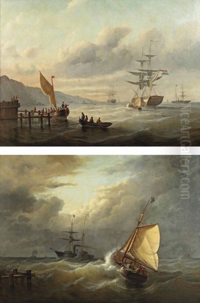 Dutch Vessels In A Sunlit Bay - view 1