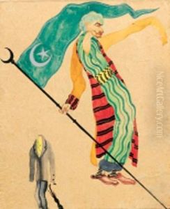 Projet De Costume De Theatre Pour "l'attaque" Par Ivanov Gouache Sur Papier