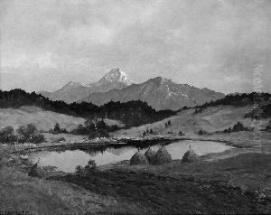 A. "see In Vorgebirgslandschaft". Sign. Ol Auf Lwd. 80 X 100 Cm. Rahmen by Adolf Kapfhammer