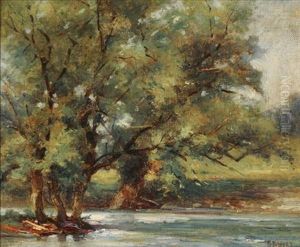 A Tree Lined River by Karl Kappes