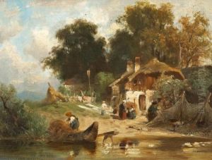 Fischerhauser An Einem Seeufer by Albert Kappis