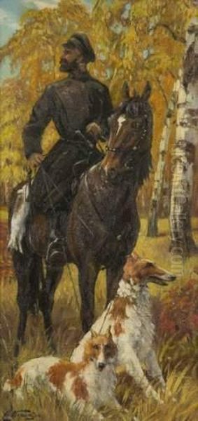 Cavalier Et Ses Chiens - view 1