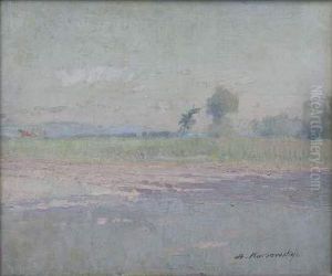 Paysage Avec La Charrette A Cheval by Adrien Karbowsky