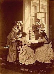 Scene D'interieur Avec Personnages, Circa 1880 Scene D'interieur Avec Personnages, Circa 1880