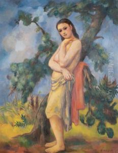 Girl Against A Tree by Bernard Karfiol