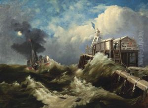 A Steamer At A Pier In A Storm