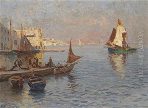 Fishermen In The Harbour At Posilipo - view 1