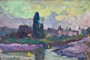 Abendlandschaft Im Mondschein by Eugen Karpathy