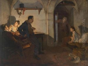 Rural Interior Scene by Adolf Karpellus