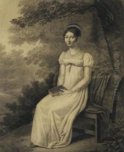 Jeune Femme Assise Sur Un Banc Dans Un Paysage Et Tenant Un Livre Dans Les Mains