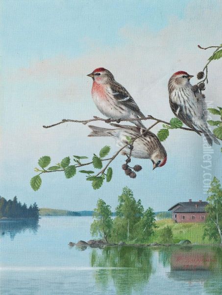Small Birds On A Branch - view 1