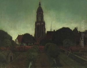 Oude Stadswal En Toren Van Rhenen Bij Avond: A View Of Rhenen by Eduard Karsen