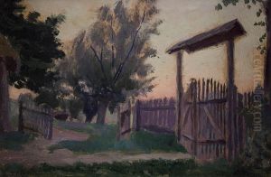 Pejzaz Z Brama O Zachodzie Slonca