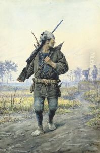A Japanese Huntsman And Fisherman