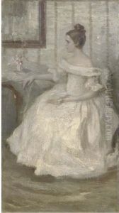Portrait Of A Lady In White by Nikolaj Alekseevich Kasatkin