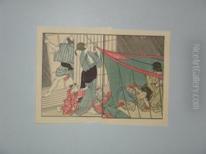 Femmes Et De Fleurs.vers 1900. by Katsukawa Shuncho