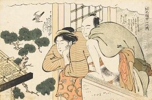 A Couple Making
Love On The Ledge Of An Open Window by Katsukawa Shuncho
