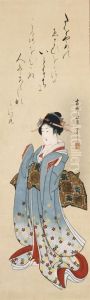 Standing Beauty by Hokumei Katsushika
