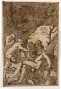 Women Bathing In A Wood, Surprised By A Satyr by Balthasar Katzenberger