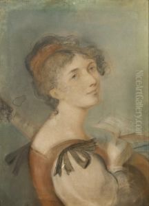 Portrait Of A Seated Lady With Sheet Music And A Lute by Angelica Kauffmann